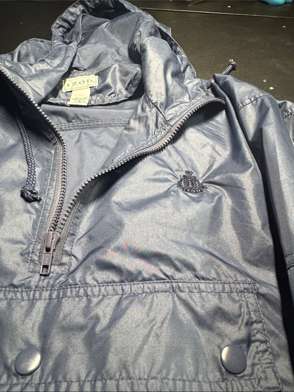 Izod Navy Blue Hooded Rain Pullover